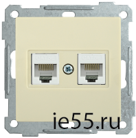 РК10-2-Б Розетка 2-ая комп. RJ45 Cat5e BOLERO кремовый IEK
