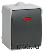 ВС20-1-1-ФСр Выключатель одноклавишный со свет. индикатором для открытой установки ФОРС IP54 IEK