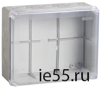 Коробка КМ41278 распаячная для о/п 240х195х165 мм IP55 (RAL7035, прозр. кр., кабельные вводы 5 шт)