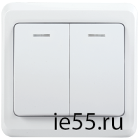 ВС10-2-1-ВБ Выключатель 2кл 10А с инд. ВЕГА (белый) IEK