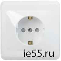 РСш10-3-ВБ Розетка 1местн. c з/к c защ.штор. 16А ВЕГА (белый) IEK