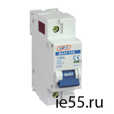 Автоматический выключатель  NC100H (ВА47-100) 1P  80A ЭНЕР