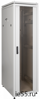 ITK Шкаф сетевой 19" LINEA N 28U 600х600 мм стеклянная передняя дверь, задняя металлическая серый