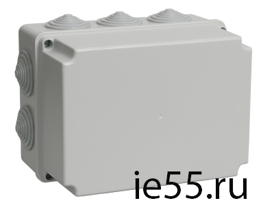 Коробка КМ41246 распаячная для о/п 190х140х120 мм IP55 (RAL7035, 10 гермовводов)