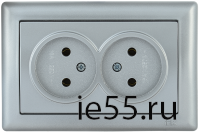 РС20-1-0-БС Розетка 2-ая без з/к 10А BOLERO серебряный IEK