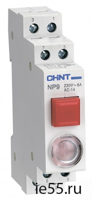 Кнопка модульная NP9-10D3/1 с подсветкой, 1НО, AC/DC230В, зеленая(CHINT)