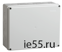 Коробка КМ41342 распаячная для о/п 240х195х90 мм IP55 (RAL7035, монт. плата, кабельные вводы 5 шт)