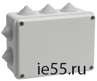 Коробка КМ41242 распаячная для о/п 150х110х70 мм IP55 (RAL7035, 10 гермовводов)