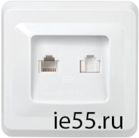 РK/T12-ВБ Роз. 2-ая комп. и телеф. RJ11/RJ45 ВЕГА белый IEK