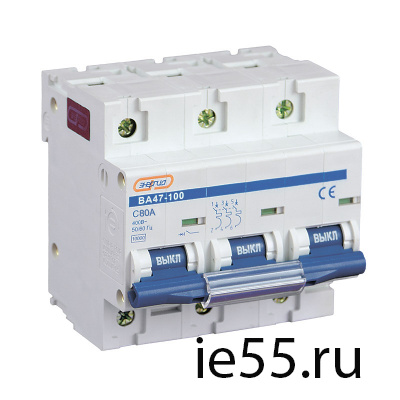 Автоматический выключатель  NC100H (ВА47-100) 3P  80A ЭНЕР